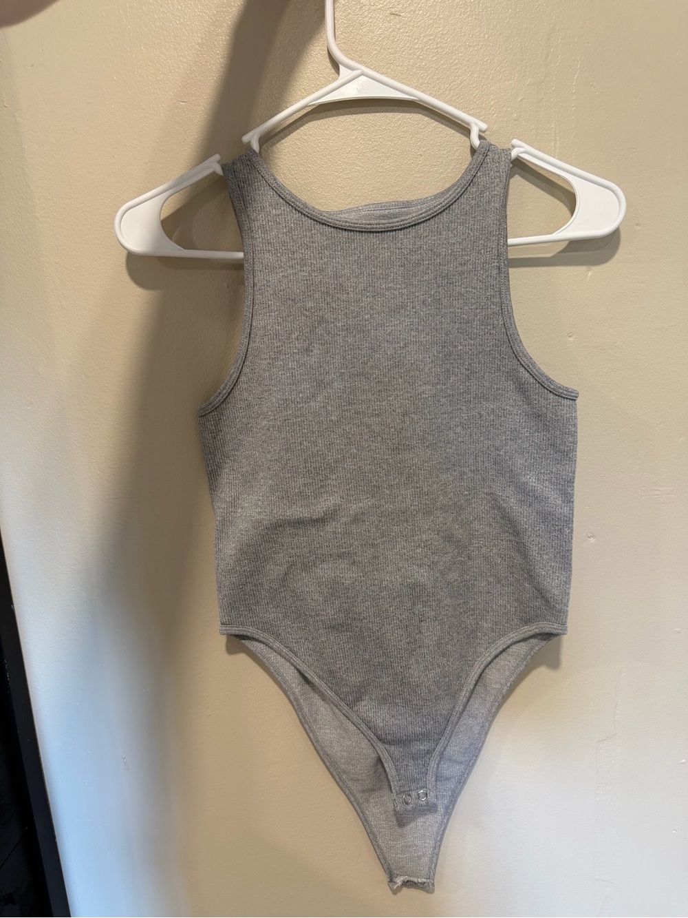 Ribbed Grey Tank Bodysuit - Women's Sleeveless One-Piece